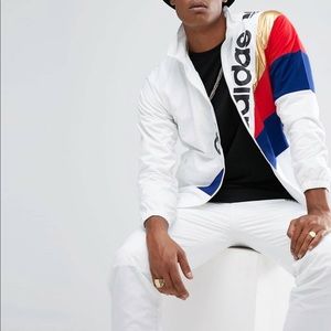 Adidas originals tribe windbreaker white track zipper jacket